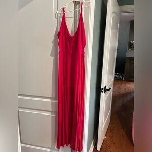 Hot pink maxi dress with cutouts size medium